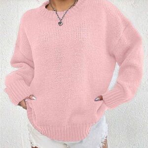 SHEIN Soft Pink Crew Neck Sweater